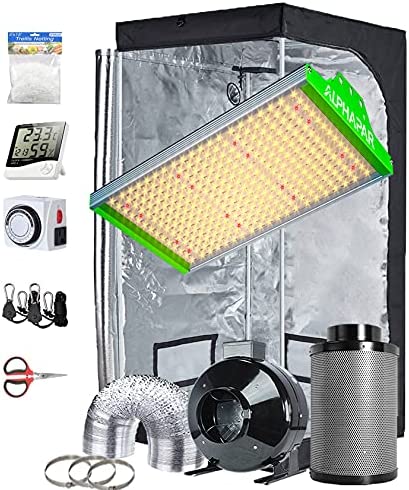 TopoGrow Hydroponic Growing Tents Kit Complete AlphaPar AQ300 LED Grow Light Lamp Full-Spectrum, 32"X32"X63"Indoor Grow Tent, 4" Ventilation Kit with Accessories for Plant Growing 1 hydroponic grow tents