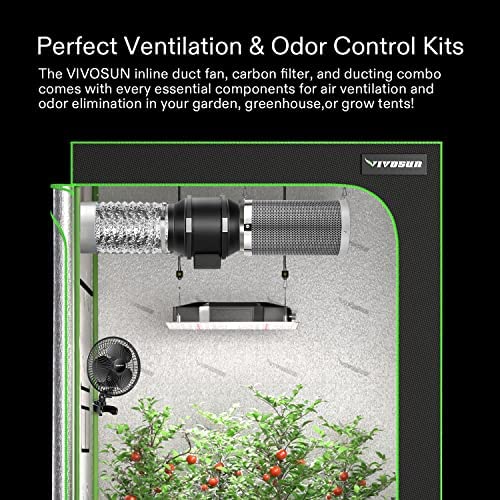 VIVOSUN Ventilation Kit 4 Inch 190 CFM Inline Fan with Speed Controller, 4 Inch Carbon Filter and 8 Feet of Ducting for Grow Tent 2 VIVOSUN Ventilation Kit 4 Inch 190 CFM Inline Fan with Speed Controller, 4 Inch Carbon Filter and 8 Feet of Ducting for Grow Tent - Image 2