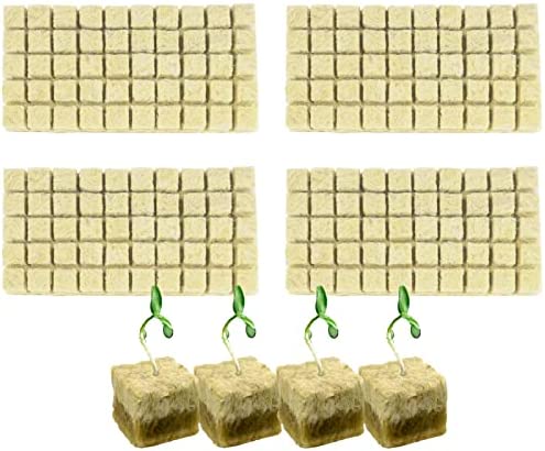 CastleGreens 1inch Rockwool Grow Cubes, Starter Plugs for Plant Growing, Great for Rooting, Cuttings, Clone Plants, Germination Start Seeds, Ideal Hydroponic Grow Media(4 Sheets, 200 Plugs Total) 1 hydroponic growing medium rocks