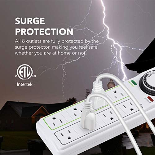 BN-LINK 8 Outlet Surge Protector with Mechanical Timer (4 Outlets Timed, 4 Outlets Always On) - White 5 BN-LINK 8 Outlet Surge Protector with Mechanical Timer (4 Outlets Timed, 4 Outlets Always On) - White - Image 5