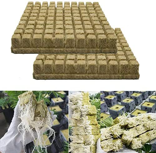 Hydroponics Cutting Cubes Tray, 50pcs Cultivation Compress Base Grow Sheet Block Rockwool Cubes Soilless 1 hydroponic rockwool