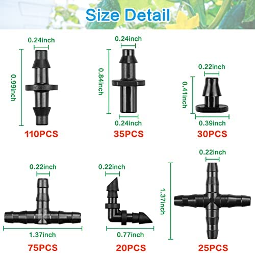295 Pcs Drip Irrigation Fittings Kit for 1/4" Tubing 2 295 Pcs Drip Irrigation Fittings Kit for 1/4" Tubing - Image 2