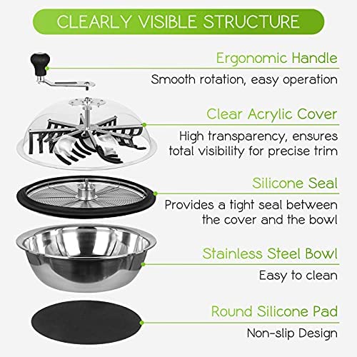 iPower Bud Leaf Bowl Trimmer 24" Twisted Spin Cut for Hydroponics with Sharp Stainless Steel Blades Upgraded Gears, Clear Visibility Dome, 6.5" Curved Gardening Hand Pruner Included 3 iPower Bud Leaf Bowl Trimmer 24" Twisted Spin Cut for Hydroponics with Sharp Stainless Steel Blades Upgraded Gears, Clear Visibility Dome, 6.5" Curved Gardening Hand Pruner Included - Image 3