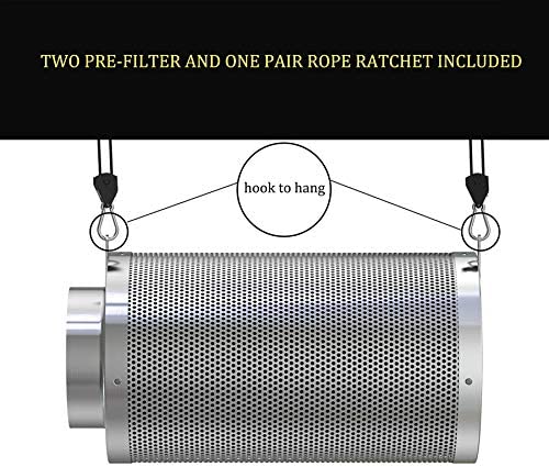 Vanleno 4inch Carbon Filter Odor Control with Australia Virgin Charcoal Two Prefilter 1 Pair Rope Hanger Included for Inline Duct Fan, Grow Tent, Hydroponics, Odor Scrubber 2 Vanleno 4inch Carbon Filter Odor Control with Australia Virgin Charcoal Two Prefilter 1 Pair Rope Hanger Included for Inline Duct Fan, Grow Tent, Hydroponics, Odor Scrubber - Image 2