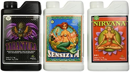 Advanced Nutrients Professional Grower Bundle Tarantula Nirvana Sensizym Plant Fertilizer Ph Balance, 1 L 1 hydroponic ph up