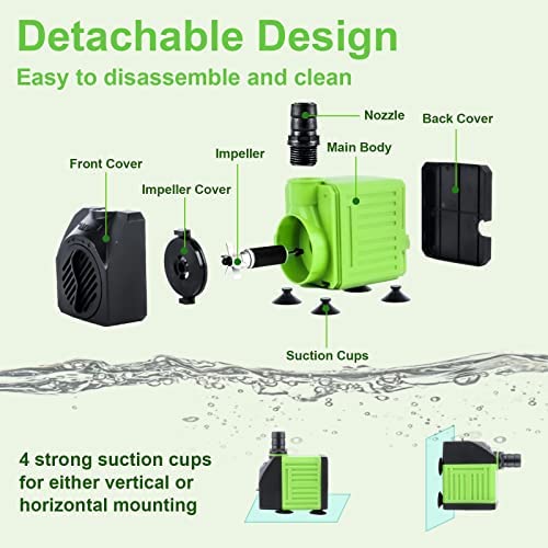 Aysoner Submersible Fountain Water Pump: 550GPH 30W Adjustable Ultra Quiet Small Pond Pump with 6ft Power Cord for Aquarium Fish Tank | Outdoor Waterfall | Statuary | Hydroponics 4 Aysoner Submersible Fountain Water Pump: 550GPH 30W Adjustable Ultra Quiet Small Pond Pump with 6ft Power Cord for Aquarium Fish Tank | Outdoor Waterfall | Statuary | Hydroponics - Image 4