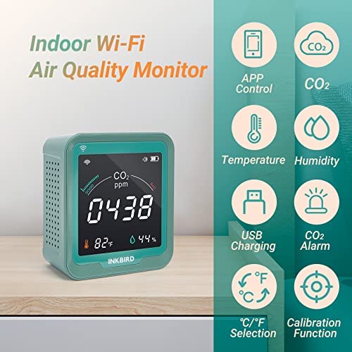 INKBIRD WiFi Indoor Air Quality Monitor, CO2 Detector, Accurate NDIR Sensor, Temperature and Relative Humidity, Indoor CO2 Meter with Data Logger, for Cars, Wine Cellars, Grow Tents, Homes (INK-CO2W). 5 INKBIRD WiFi Indoor Air Quality Monitor, CO2 Detector, Accurate NDIR Sensor, Temperature and Relative Humidity, Indoor CO2 Meter with Data Logger, for Cars, Wine Cellars, Grow Tents, Homes (INK-CO2W). - Image 5