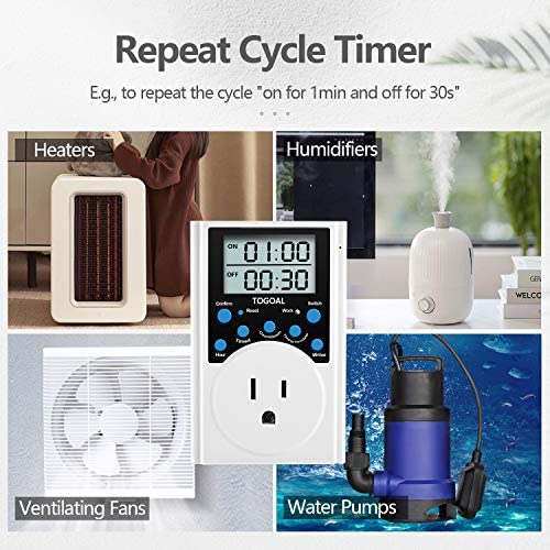 Digital Infinite Repeat Cycle Timer Plug with Countdown and 24 Hour Daily on-Off Programs for Electrical Outlets 2 Digital Infinite Repeat Cycle Timer Plug with Countdown and 24 Hour Daily on-Off Programs for Electrical Outlets - Image 2