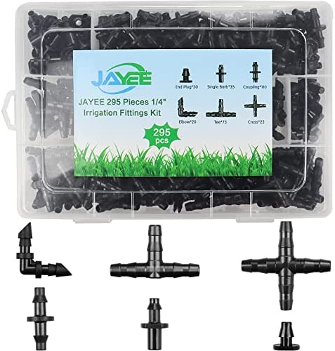 295 Pcs Drip Irrigation Fittings Kit for 1/4" Tubing 1 hydroponic tubing and fittings