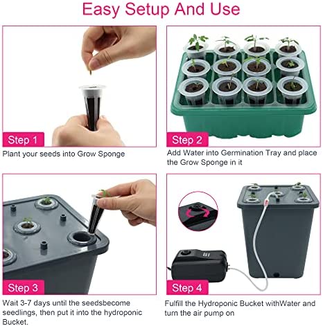 Lawnful 2 Hydroponic Buckets Kit for Plants, Hydroponics Growing System for Herbs/Tomato/Vegetables, DWC System with Air Pump & Germination Tray (Complete Indoor Hydroponic Gardening Supplies) 7 Lawnful 2 Hydroponic Buckets Kit for Plants, Hydroponics Growing System for Herbs/Tomato/Vegetables, DWC System with Air Pump & Germination Tray (Complete Indoor Hydroponic Gardening Supplies) - Image 7