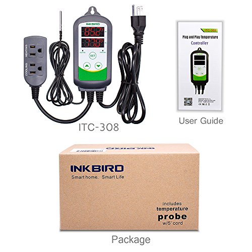 Inkbird ITC-308 Digital Temperature Controller 2-Stage Outlet Thermostat Heating and Cooling Mode Carboy Homebrew Fermenter Greenhouse Terrarium 110V 10A 1100W 5 Inkbird ITC-308 Digital Temperature Controller 2-Stage Outlet Thermostat Heating and Cooling Mode Carboy Homebrew Fermenter Greenhouse Terrarium 110V 10A 1100W - Image 5
