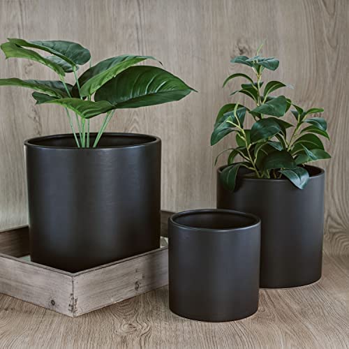 Amazon Basics Assorted Sizes Smooth Ceramic Planters, Set of 3, Black 6 Amazon Basics Assorted Sizes Smooth Ceramic Planters, Set of 3, Black - Image 6