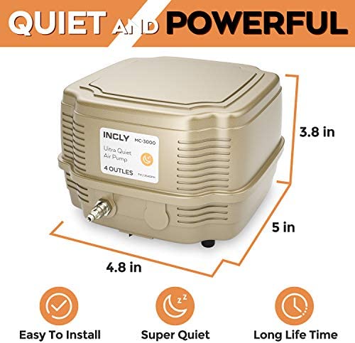 INCLY 7W Air Pump 245 Gallon with 4 Adjustable Filter Outlet, Commercial & Quiet Water Hydroponics Oxygen Bubbler for Fish Tank Pond Air Stone 2 INCLY 7W Air Pump 245 Gallon with 4 Adjustable Filter Outlet, Commercial & Quiet Water Hydroponics Oxygen Bubbler for Fish Tank Pond Air Stone - Image 2