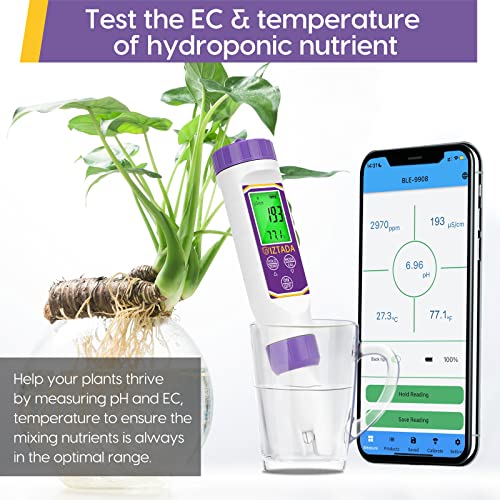CIZTADA Smart PH Tester for Water Hydroponics Digital PH EC TDS Meter with ATC High Accuracy Multi-Functional Water Tester for Indoor Plant Grow, DWC, Wine, Pools& Spas and Aquariums 4 CIZTADA Smart PH Tester for Water Hydroponics Digital PH EC TDS Meter with ATC High Accuracy Multi-Functional Water Tester for Indoor Plant Grow, DWC, Wine, Pools& Spas and Aquariums - Image 4