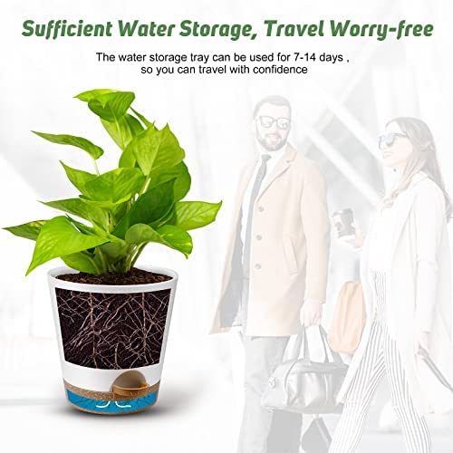 YNNICO Plant Pots Indoor 8/7/6.5/6/5.5/5 Inch Self Watering Planters with Drainage Holes and Saucers, Plastic Flower Pots, Nursery Planting Pot for Indoor Out Door Plants 6 YNNICO Plant Pots Indoor 8/7/6.5/6/5.5/5 Inch Self Watering Planters with Drainage Holes and Saucers, Plastic Flower Pots, Nursery Planting Pot for Indoor Out Door Plants - Image 6