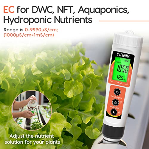 YINMIK PH Meter, Digital 4 in 1 PH EC TDS Temp Meter for Hydroponics 4 YINMIK PH Meter, Digital 4 in 1 PH EC TDS Temp Meter for Hydroponics - Image 4