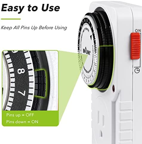 BN-LINK 24 Hour Plug-in Mechanical Timer Grounded Aquarium, Grow Light, Hydroponics, Pets, Home, Kitchen, Office, Appliances, ETL Listed 125VAC, 60 Hz, 1875W, 15A, 1/2HP (1) 3 BN-LINK 24 Hour Plug-in Mechanical Timer Grounded Aquarium, Grow Light, Hydroponics, Pets, Home, Kitchen, Office, Appliances, ETL Listed 125VAC, 60 Hz, 1875W, 15A, 1/2HP (1) - Image 3