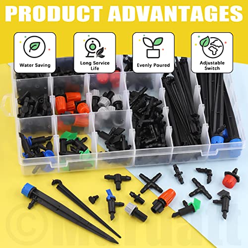 Mardatt 224Pcs Drip Irrigation Barbed Connectors 1/4''Tubing Fittings Kit with Elbows, End Plug, Straight Barbs, Sprinkler Nozzle, Tees,Elbows, 4-Way Coupling for Garden Lawn Agriculture Hydroponic 4 Mardatt 224Pcs Drip Irrigation Barbed Connectors 1/4''Tubing Fittings Kit with Elbows, End Plug, Straight Barbs, Sprinkler Nozzle, Tees,Elbows, 4-Way Coupling for Garden Lawn Agriculture Hydroponic - Image 4