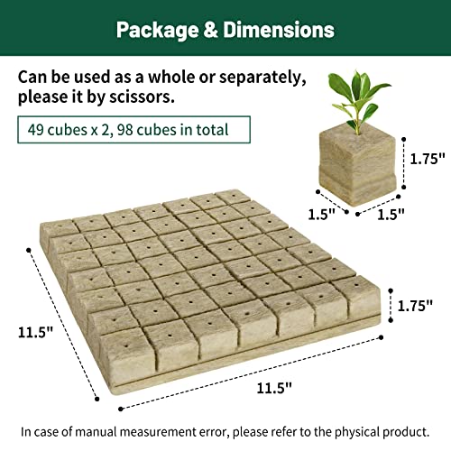 Jowlawn 1.5" Rockwool Cubes for Hydroponics - 2 Sheets Rockwool Grow Cubes for Rooting, Cuttings, Clone Plants, Starting Seeds, Ideal Rockwool for Hydroponic Growing (98 Plugs in Total) 6 Jowlawn 1.5" Rockwool Cubes for Hydroponics - 2 Sheets Rockwool Grow Cubes for Rooting, Cuttings, Clone Plants, Starting Seeds, Ideal Rockwool for Hydroponic Growing (98 Plugs in Total) - Image 6