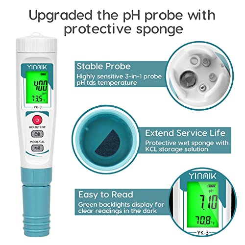 YINMIK Water PH Meter, 3 in 1 PH TDS Temp Pen Type Tester 2 YINMIK Water PH Meter, 3 in 1 PH TDS Temp Pen Type Tester - Image 2