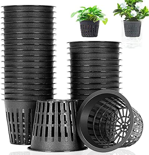 50 PCS 3 Inch Heavy Duty Net Pots,Hydroponic Cups,Garden Plastic Slotted Mesh Net Cups,Plant Nursery Net Pots for Hydroponics,Slotted Mesh(Black) 1 hydroponic pots
