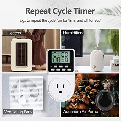 Techbee Indoor Digital Infinite Repeat Cycle Intermittent Outlet Timer Plug 24 Hour Programmable Timed Electrical Power Switch with Countdown Delay on Off Function for Lights and Appliances (2 Pack) 4 Techbee Indoor Digital Infinite Repeat Cycle Intermittent Outlet Timer Plug 24 Hour Programmable Timed Electrical Power Switch with Countdown Delay on Off Function for Lights and Appliances (2 Pack) - Image 4