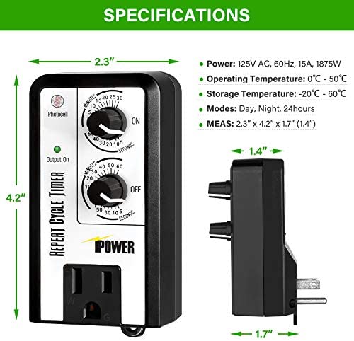 iPower Short Period Repeat Intermittent 3 Cycle Mode Interval Timer for Day, Night, 24 Hour, Black 6 iPower Short Period Repeat Intermittent 3 Cycle Mode Interval Timer for Day, Night, 24 Hour, Black - Image 6