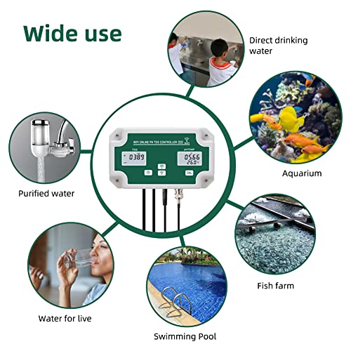 Yewhick WiFi Water Quality Monitor with Controller, Online pH TDS Monitor for RO Water System, Zero Water, Hard Water, Hydroponics System Agricultural Irrigation, Support Tuya APP Remote Control 7 Yewhick WiFi Water Quality Monitor with Controller, Online pH TDS Monitor for RO Water System, Zero Water, Hard Water, Hydroponics System Agricultural Irrigation, Support Tuya APP Remote Control - Image 7