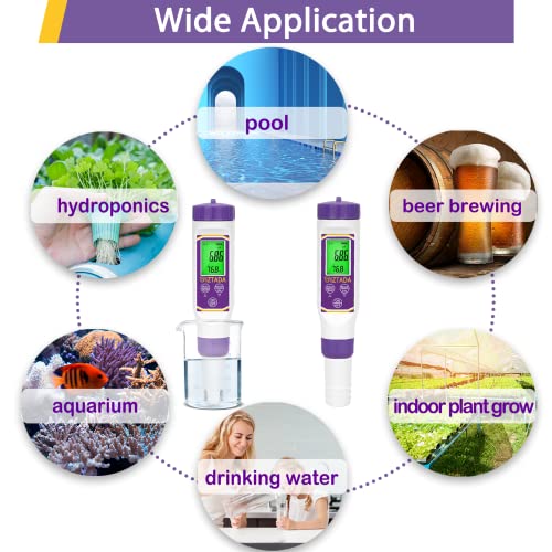 CIZTADA Smart PH Tester for Water Hydroponics Digital PH EC TDS Meter with ATC High Accuracy Multi-Functional Water Tester for Indoor Plant Grow, DWC, Wine, Pools& Spas and Aquariums 6 CIZTADA Smart PH Tester for Water Hydroponics Digital PH EC TDS Meter with ATC High Accuracy Multi-Functional Water Tester for Indoor Plant Grow, DWC, Wine, Pools& Spas and Aquariums - Image 6