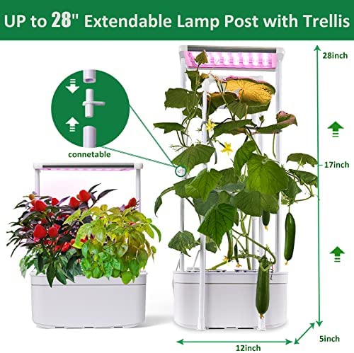 eSuperegrow Hydroponics Growing System,Smart Hydroponic Gardening System with LED Grow Light,Indoor Garden Hydroponic Herb Grow Kit with Climbing Trellis for Short Tomato,Basil,Pepper,Cucumber 4 eSuperegrow Hydroponics Growing System,Smart Hydroponic Gardening System with LED Grow Light,Indoor Garden Hydroponic Herb Grow Kit with Climbing Trellis for Short Tomato,Basil,Pepper,Cucumber - Image 4