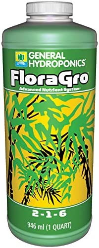 General Hydroponics FloraGro 2-1-6, Use With FloraMicro & FloraBloom, Provides Nutrients For Structural & Foliar Growth, Ideal For Hydroponics, 1-Quart 1 hydroponic nutrients