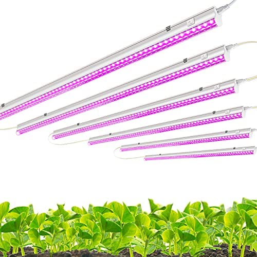 Monios-L T5 Grow Lights 4ft, LED Plant Grow Light, 120W (6 x 20W), LED Grow Light Strip for Greenhouse, Plant Grow Shelf, Plug and Play Easy Installation, 6-Pack 1 hydroponic grow lights