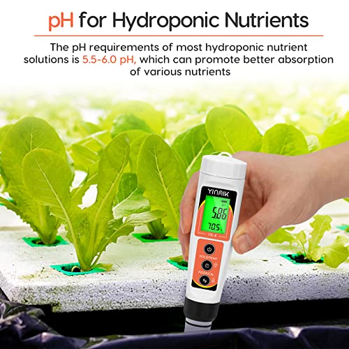 YINMIK PH Meter, Digital 4 in 1 PH EC TDS Temp Meter for Hydroponics 3 YINMIK PH Meter, Digital 4 in 1 PH EC TDS Temp Meter for Hydroponics - Image 3