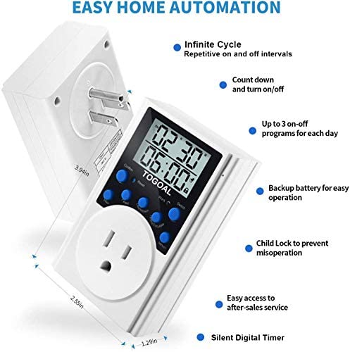 Digital Infinite Repeat Cycle Timer Plug with Countdown and 24 Hour Daily on-Off Programs for Electrical Outlets 6 Digital Infinite Repeat Cycle Timer Plug with Countdown and 24 Hour Daily on-Off Programs for Electrical Outlets - Image 6