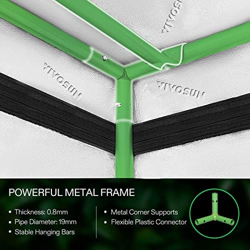 VIVOSUN S108 10x10 Grow Tent, 120"x120"x80" High Reflective Mylar with Observation Window and Floor Tray for Hydroponics Indoor Plant for VSF6450 6 VIVOSUN S108 10x10 Grow Tent, 120"x120"x80" High Reflective Mylar with Observation Window and Floor Tray for Hydroponics Indoor Plant for VSF6450 - Image 6