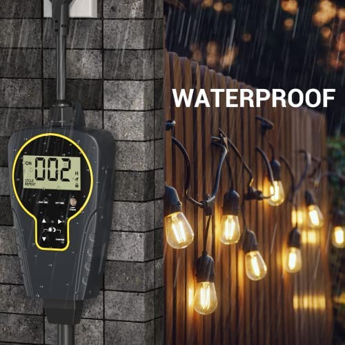 NEARPOW Outdoor Timer with Light Sensor, Electrical Outlets Waterproof, Programmable Countdown Timer, Dawn to Dusk Sensor, for Pool Pumps, Lights, Home, Garden Etc. 1875W/125V 4 NEARPOW Outdoor Timer with Light Sensor, Electrical Outlets Waterproof, Programmable Countdown Timer, Dawn to Dusk Sensor, for Pool Pumps, Lights, Home, Garden Etc. 1875W/125V - Image 4