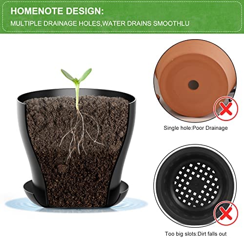 Whonline 20pcs 6.6 Inch Plastic Flowers Pots for Plants, with Drainage Holes and Saucers for Indoor Plants, Outdoor Clearance, Seeding Nursery, Succulents 3 Whonline 20pcs 6.6 Inch Plastic Flowers Pots for Plants, with Drainage Holes and Saucers for Indoor Plants, Outdoor Clearance, Seeding Nursery, Succulents - Image 3