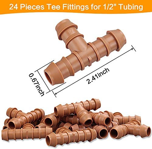 JOYPRO 24 Pieces Drip Irrigation Barbed Tee Fittings for 1/2” Tubing (0.600”ID) - Drip Tees (17mm) Irrigation Tubing Connectors for Drip Sprinkler Garden Lawn Systems 2 JOYPRO 24 Pieces Drip Irrigation Barbed Tee Fittings for 1/2” Tubing (0.600”ID) - Drip Tees (17mm) Irrigation Tubing Connectors for Drip Sprinkler Garden Lawn Systems - Image 2