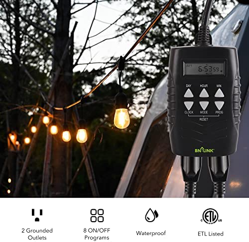 BN-LINK 7 Day Outdoor Heavy Duty Digital Programmable Timer BND/U78, 125VAC, 60Hz, Dual Outlet, Weatherproof, Heavy Duty, Accurate for Lamps Ponds Christmas Lights 1875W 1/2HP ETL Listed 3 BN-LINK 7 Day Outdoor Heavy Duty Digital Programmable Timer BND/U78, 125VAC, 60Hz, Dual Outlet, Weatherproof, Heavy Duty, Accurate for Lamps Ponds Christmas Lights 1875W 1/2HP ETL Listed - Image 3