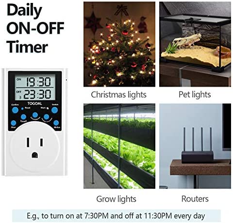 Digital Infinite Repeat Cycle Timer Plug with Countdown and 24 Hour Daily on-Off Programs for Electrical Outlets 3 Digital Infinite Repeat Cycle Timer Plug with Countdown and 24 Hour Daily on-Off Programs for Electrical Outlets - Image 3