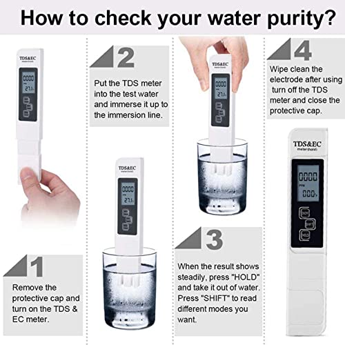 3 in 1 TDS EC Temperature Meter Pen, Digital Water Tester Kit PPM EC Meter for Drinking Water Hydroponics Aquarium RO System and Pool 3 3 in 1 TDS EC Temperature Meter Pen, Digital Water Tester Kit PPM EC Meter for Drinking Water Hydroponics Aquarium RO System and Pool - Image 3