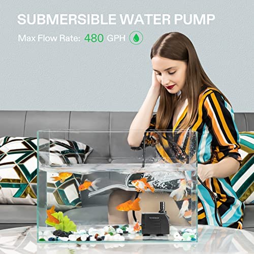 VIVOSUN 480GPH Submersible Pump(1800L/H, 25W), Ultra Quiet Water Pump with 7.2ft High Lift, Fountain Pump with 5ft Power Cord 6 VIVOSUN 480GPH Submersible Pump(1800L/H, 25W), Ultra Quiet Water Pump with 7.2ft High Lift, Fountain Pump with 5ft Power Cord - Image 6