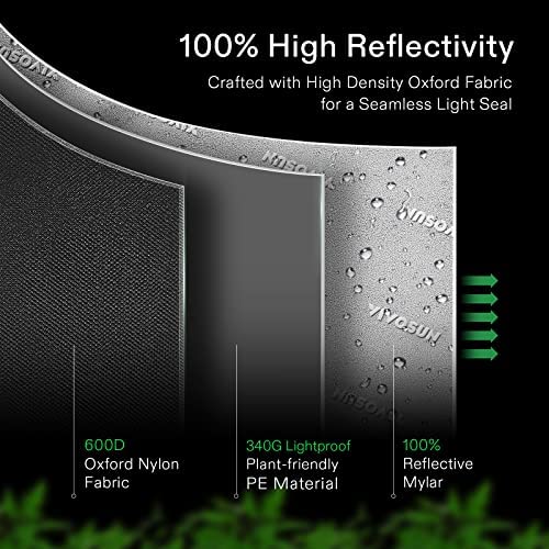 VIVOSUN S448 4x4 Grow Tent, 48"x48"x80" High Reflective Mylar with Observation Window and Floor Tray for Hydroponics Indoor Plant for VS4000/VSF4300 3 VIVOSUN S448 4x4 Grow Tent, 48"x48"x80" High Reflective Mylar with Observation Window and Floor Tray for Hydroponics Indoor Plant for VS4000/VSF4300 - Image 3