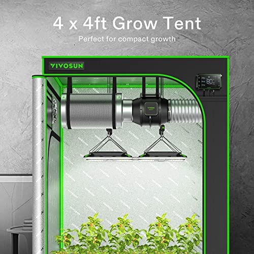 VIVOSUN S448 4x4 Grow Tent, 48"x48"x80" High Reflective Mylar with Observation Window and Floor Tray for Hydroponics Indoor Plant for VS4000/VSF4300 2 VIVOSUN S448 4x4 Grow Tent, 48"x48"x80" High Reflective Mylar with Observation Window and Floor Tray for Hydroponics Indoor Plant for VS4000/VSF4300 - Image 2