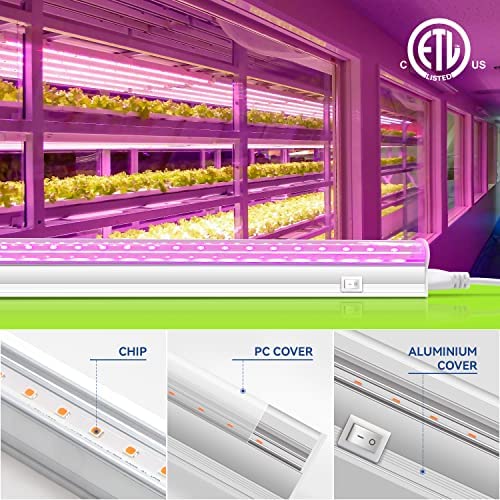 Monios-L T5 Grow Lights 4ft, LED Plant Grow Light, 120W (6 x 20W), LED Grow Light Strip for Greenhouse, Plant Grow Shelf, Plug and Play Easy Installation, 6-Pack 2 Monios-L T5 Grow Lights 4ft, LED Plant Grow Light, 120W (6 x 20W), LED Grow Light Strip for Greenhouse, Plant Grow Shelf, Plug and Play Easy Installation, 6-Pack - Image 2