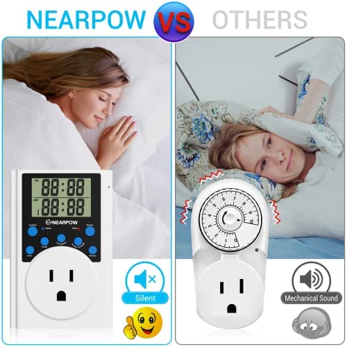 Timer Outlet, Nearpow Multifunctional Infinite Cycle Programmable Plug-in Digital Timer Switch with 3-Prong Outlet for Appliances, Energy-Saving Timer, 15A/1800W 3 Timer Outlet, Nearpow Multifunctional Infinite Cycle Programmable Plug-in Digital Timer Switch with 3-Prong Outlet for Appliances, Energy-Saving Timer, 15A/1800W - Image 3