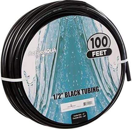 Active Aqua 0.5 Inch Inside Diameter Black Vinyl Tubing for Indoor Vegetation Growing Hydroponic Irrigation Systems and Tanks, 100 Feet 1 hydroponic tubing and fittings