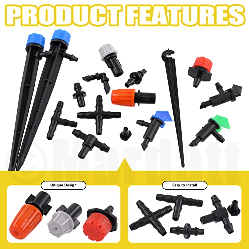 Mardatt 224Pcs Drip Irrigation Barbed Connectors 1/4''Tubing Fittings Kit with Elbows, End Plug, Straight Barbs, Sprinkler Nozzle, Tees,Elbows, 4-Way Coupling for Garden Lawn Agriculture Hydroponic 3 Mardatt 224Pcs Drip Irrigation Barbed Connectors 1/4''Tubing Fittings Kit with Elbows, End Plug, Straight Barbs, Sprinkler Nozzle, Tees,Elbows, 4-Way Coupling for Garden Lawn Agriculture Hydroponic - Image 3