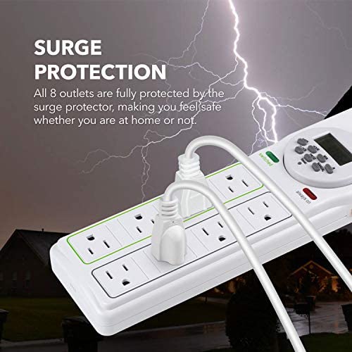 BN-LINK 8 Outlet Surge Protector with 7-Day Digital Timer (4 Outlets Timed, 4 Outlets Always On) - White 6 BN-LINK 8 Outlet Surge Protector with 7-Day Digital Timer (4 Outlets Timed, 4 Outlets Always On) - White - Image 6
