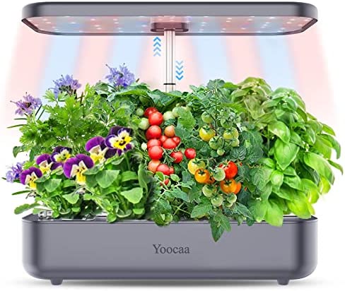 Yoocaa 12 Hydroponics Growing System, Indoor Herb Garden with LED Light, Up to 19.4'' Height Adjustable Indoor Gardening System, Gardening Gifts for Women Mom(Grey) 1 hydroponics reflection paper